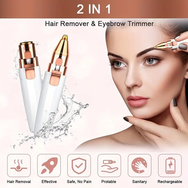 Rechargeable 2-in-1 Rechargeable Eyebrow Trimmer & Facial Hair Remover